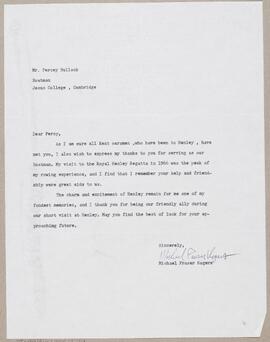 Letter from Michael Fraser Rogers to Percy Bullock