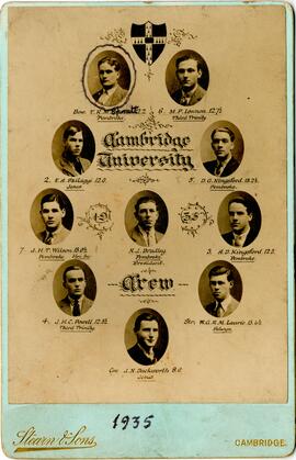 Cambridge University 1935 Crew Postcard