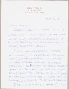 Letter from Charles Mills to Percy Bullock