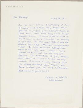 Letter from Charles Whitin to Percy Bullock