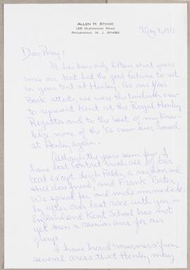 Letter from Allen H. Stowe to Percy Bullock