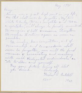 Letter from Michael G. Mitchell to Percy Bullock