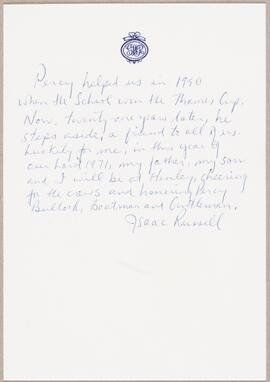 Note from Isaac Russel