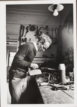 Photograph of Percy Bullock at his Work Bench