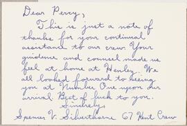 Note from Spencer V. Silverthorne to Percy Bullock