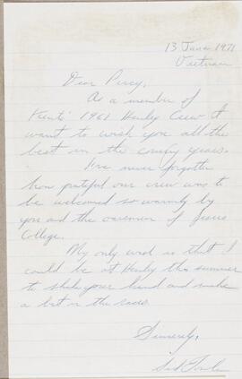 Letter from Sid Fowler to Percy Bullock