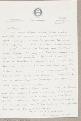 Letter from Bill Sonntag to Percy Bullock