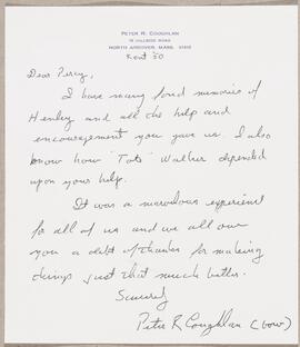 Letter from Peter R. Coughlan to Percy Bullock