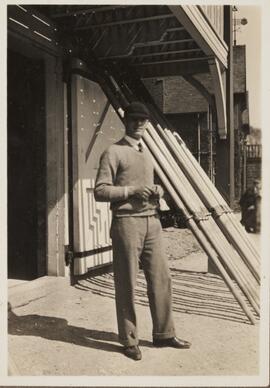 Photograph of Percy Bullock outside the Boathouse